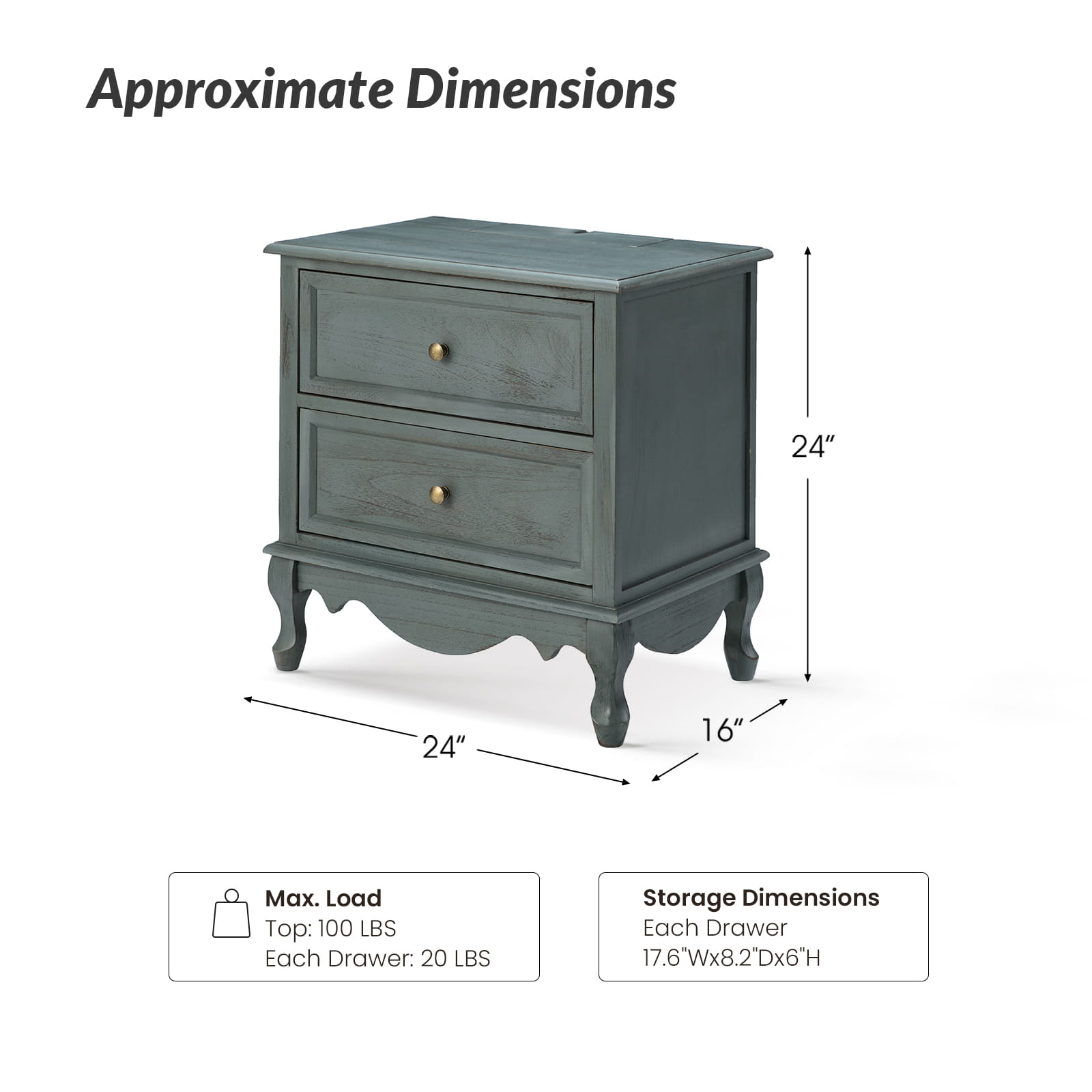 Franse Landelijke Bijzettafel Met 2 Lades En Geïntegreerd Oplaadstation Voor Woonkamer | Restfield
