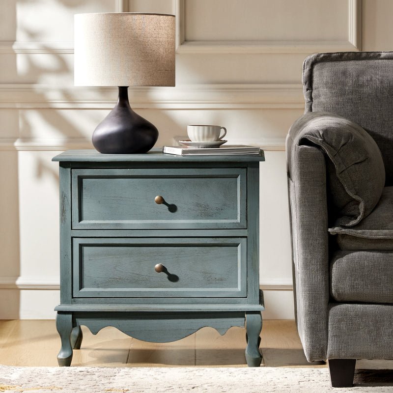 Franse Landelijke Bijzettafel Met 2 Lades En Geïntegreerd Oplaadstation Voor Woonkamer | Restfield