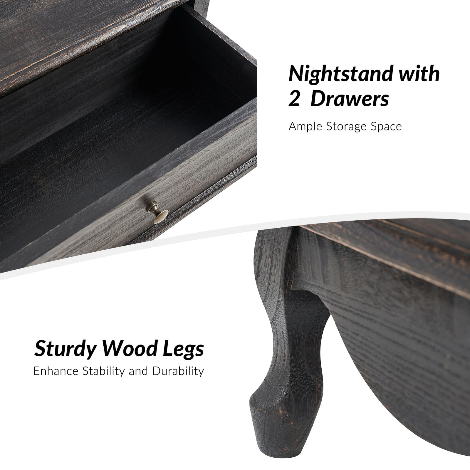 Franse Landelijke Bijzettafel Met 2 Lades En Geïntegreerd Oplaadstation Voor Woonkamer | Restfield