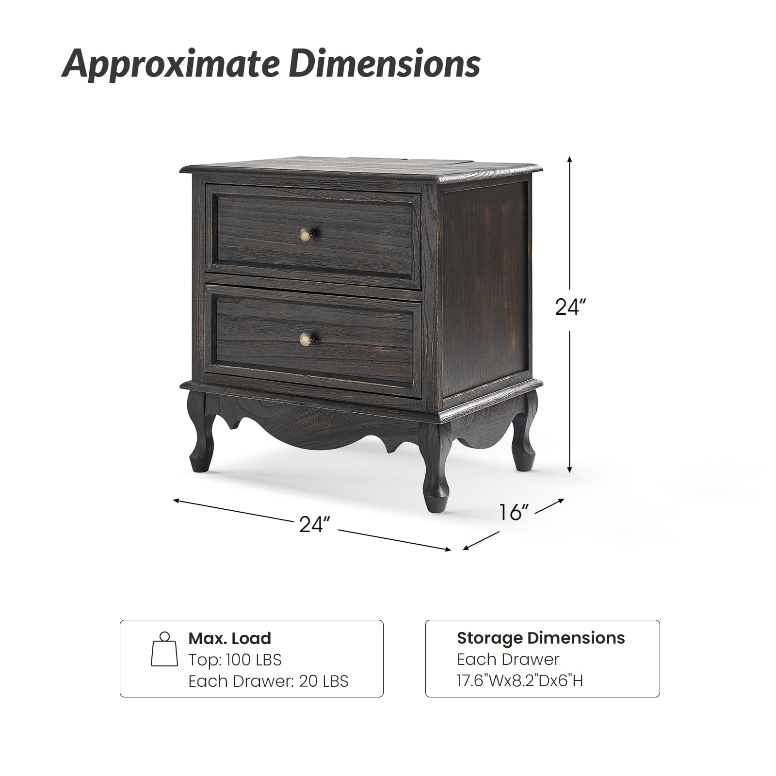 Franse Landelijke Bijzettafel Met 2 Lades En Geïntegreerd Oplaadstation Voor Woonkamer | Restfield