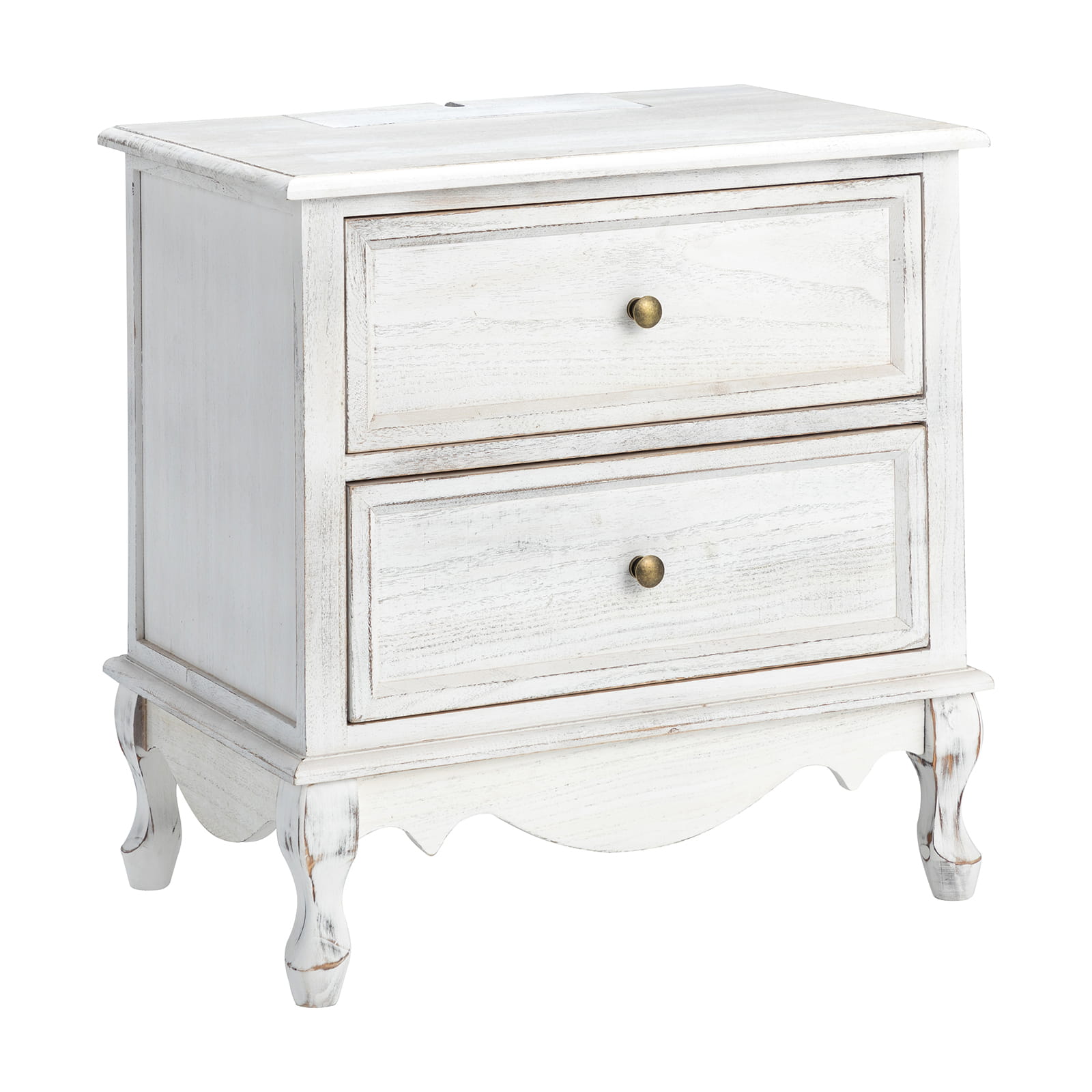 Franse Landelijke Bijzettafel Met 2 Lades En Geïntegreerd Oplaadstation Voor Woonkamer | Restfield