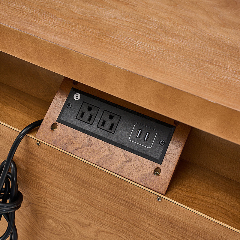 Landelijke Houten Bijzettafel Met 3 Lades En Geïntegreerd Oplaadstation Voor Woonkamer | Restfield