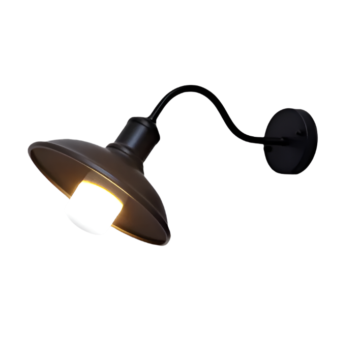 Buitenlamp Wandlamp Industrieel Vintage IJzer Kom Zwart 37cm LED | Restfield