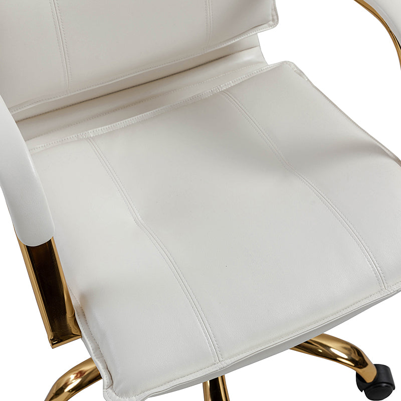 Luxe Ergonomische Bureaustoel Met Gouden Onderstel En Draaifunctie In Vegan Leer | Restfield