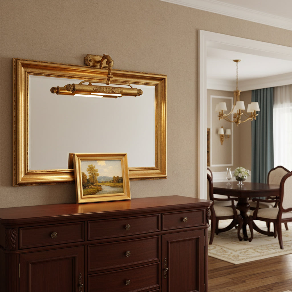 Messing Schilderij Wandlamp met Geïntegreerde Verlichting – Luxe Galerijverlichting in Antiek Messing | Restfield