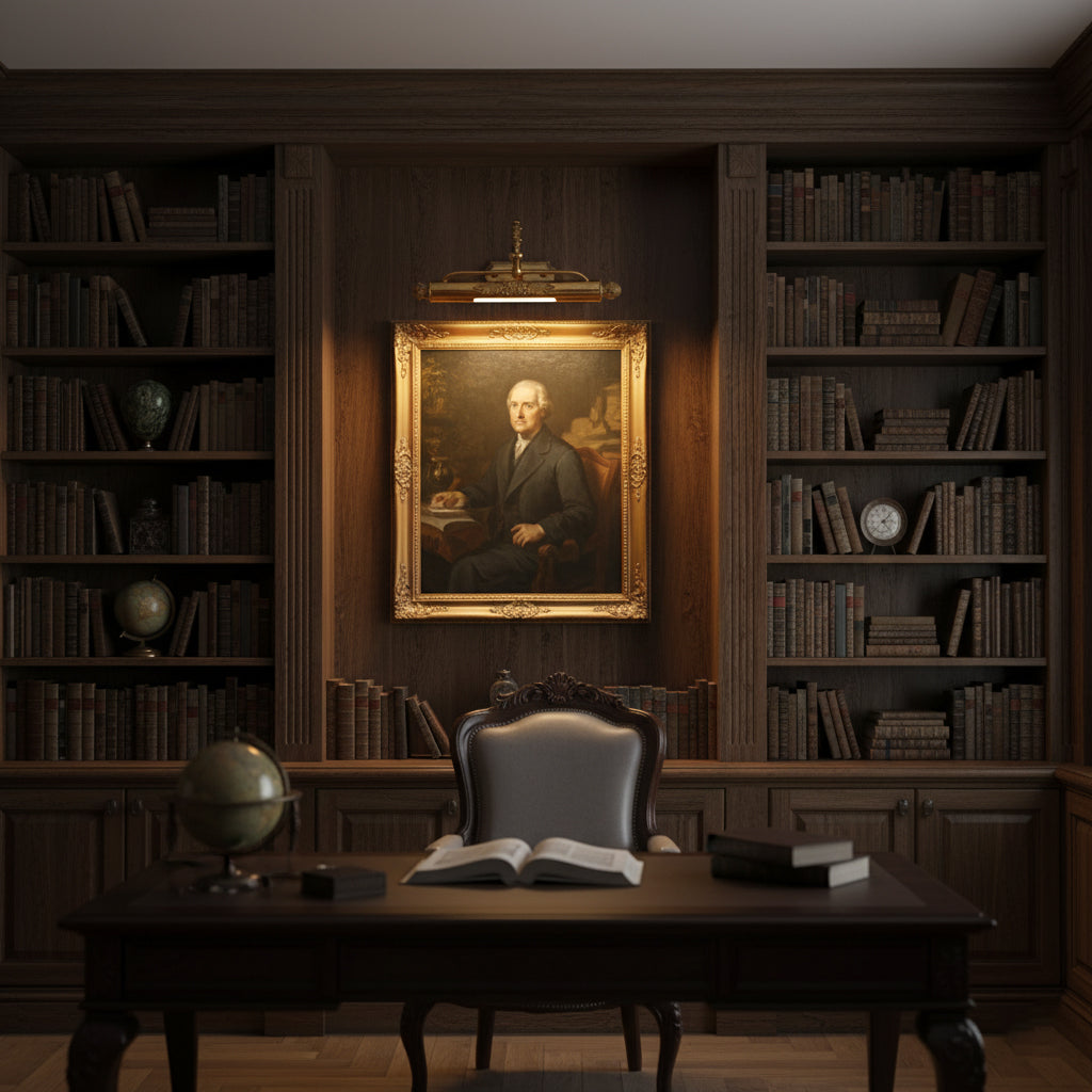 Messing Schilderij Wandlamp met Geïntegreerde Verlichting – Luxe Galerijverlichting in Antiek Messing | Restfield