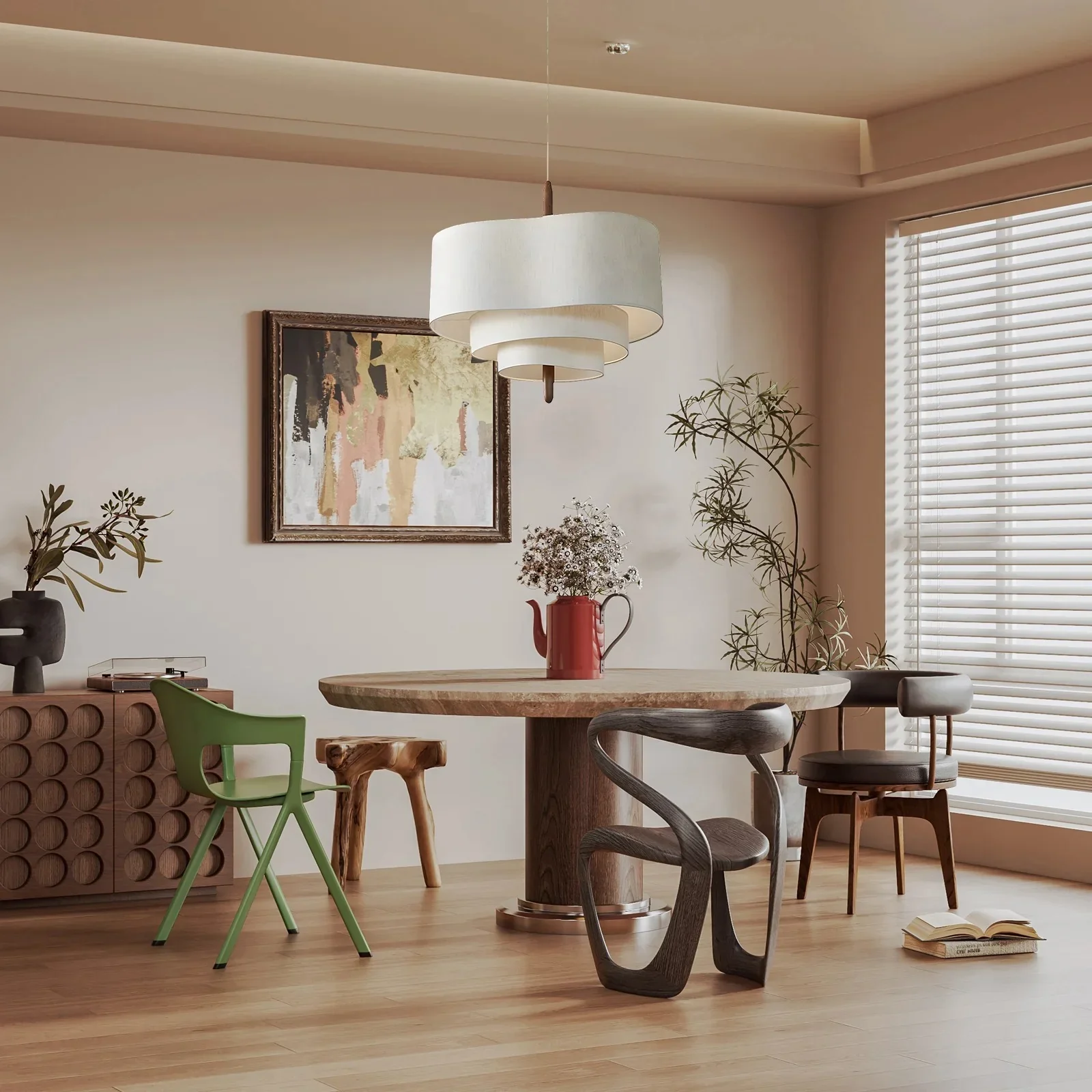 Stoffen Hanglamp voor Woonkamer & Eettafel | Design Plafondlamp in Japandi Stijl