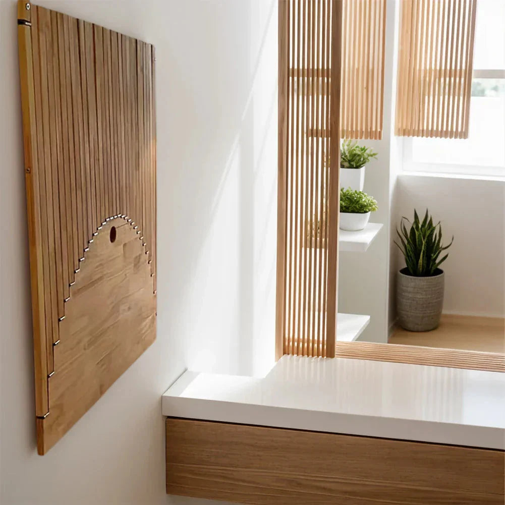 Opklapbaar Wandbureau Massief Hout Naturel 60cm Thuiswerken | Restfield