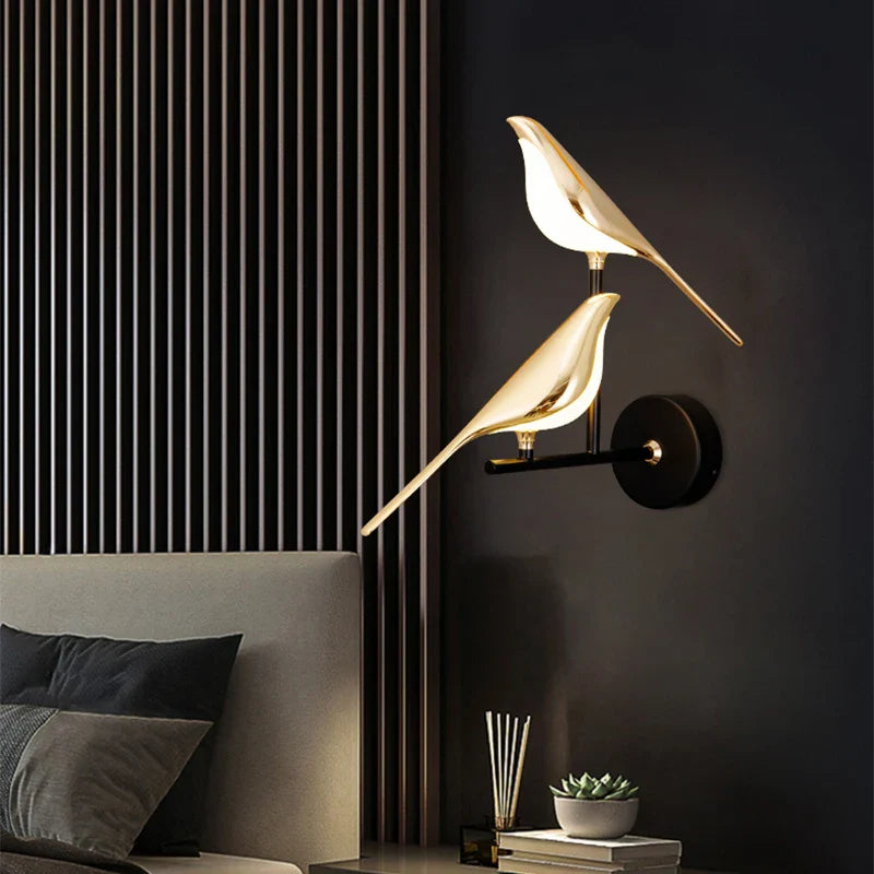 Design Wandlamp LED in Vogelvorm – Gouden Wandlamp met Warm Licht | Restfield