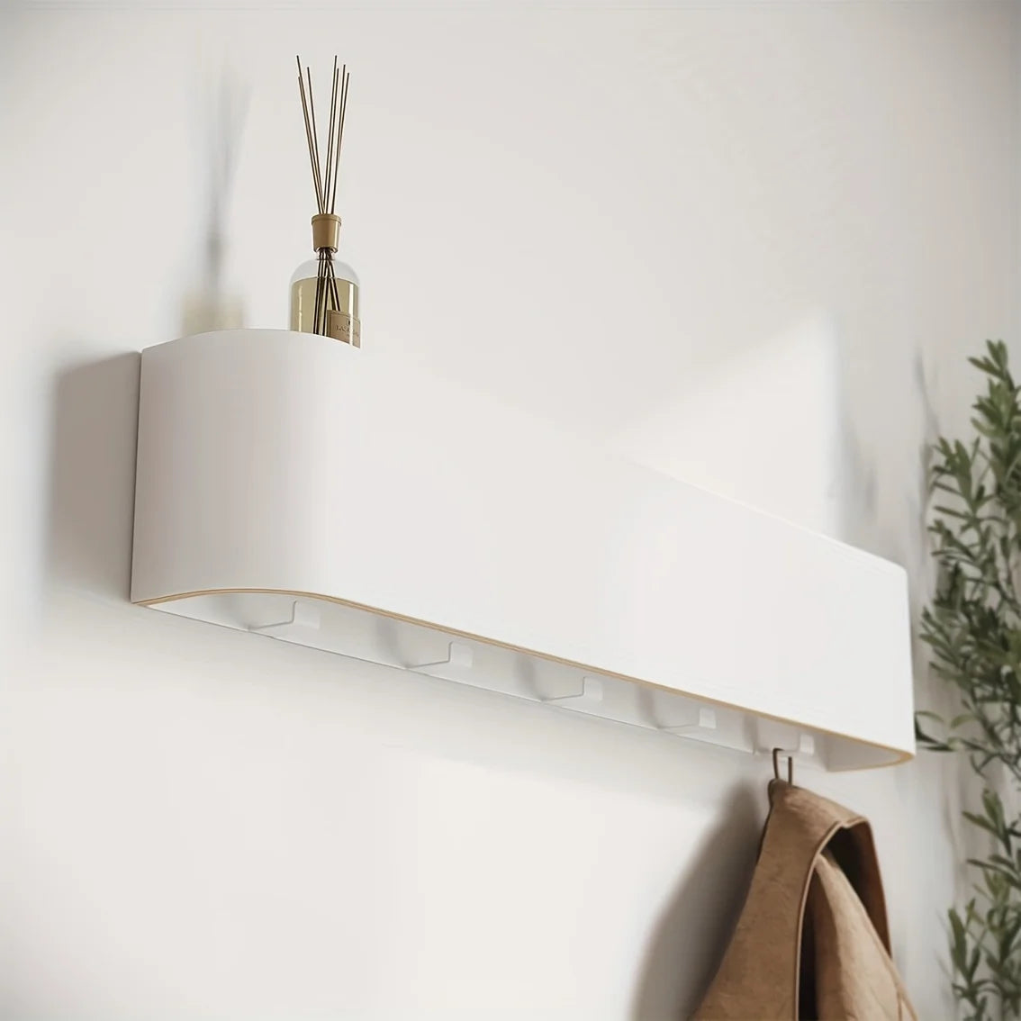 Houten Wandkapstok Met Verborgen Haken En Plank 53cm Modern | Restfield