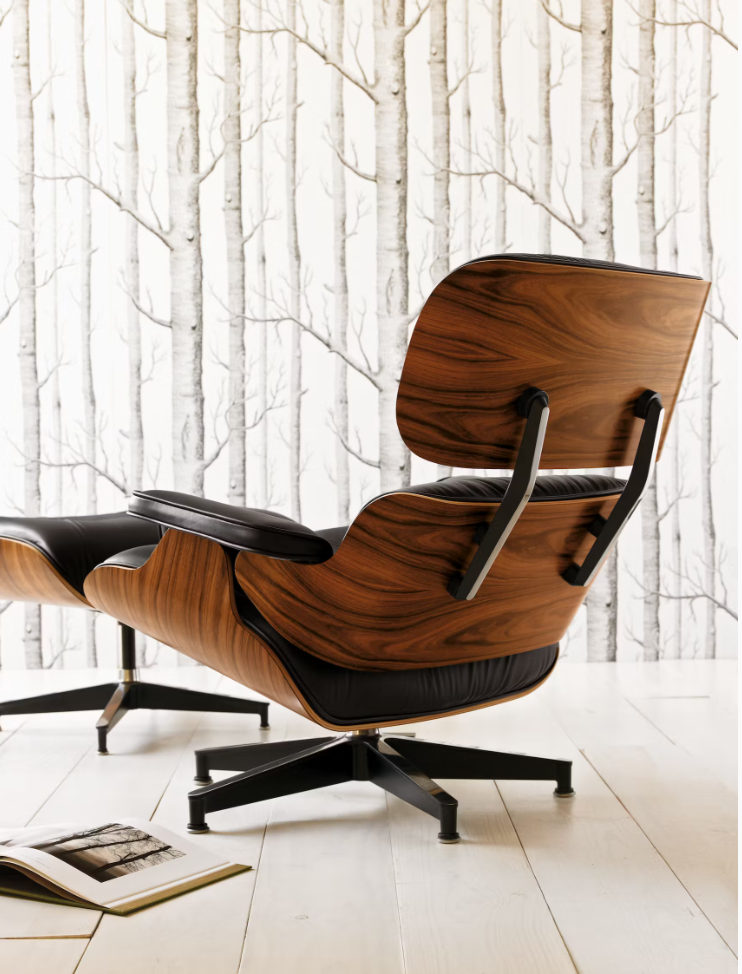 Lounge Chair Met Ottoman Echt Leer Zwart Ergonomisch Hout | Restfield