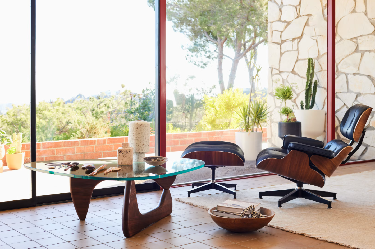 Lounge Chair Met Ottoman Echt Leer Zwart Ergonomisch Hout | Restfield