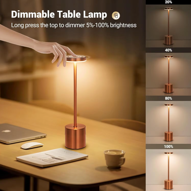 LED Tafellamp Draadloos Oplaadbaar met Touch Sensor – Dimbare Design Tafellamp