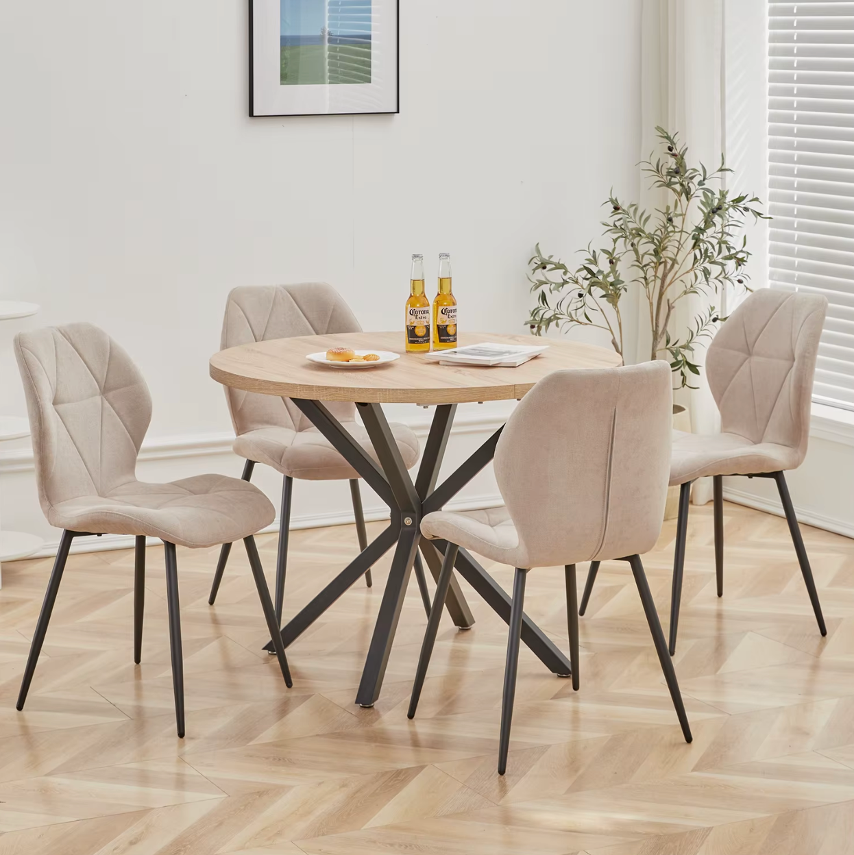 Eetkamerstoelen Set Van 4 Gestoffeerd Fluweel Metaal Modern Scandinavisch Keuken Eettafel Stoelen | Restfield
