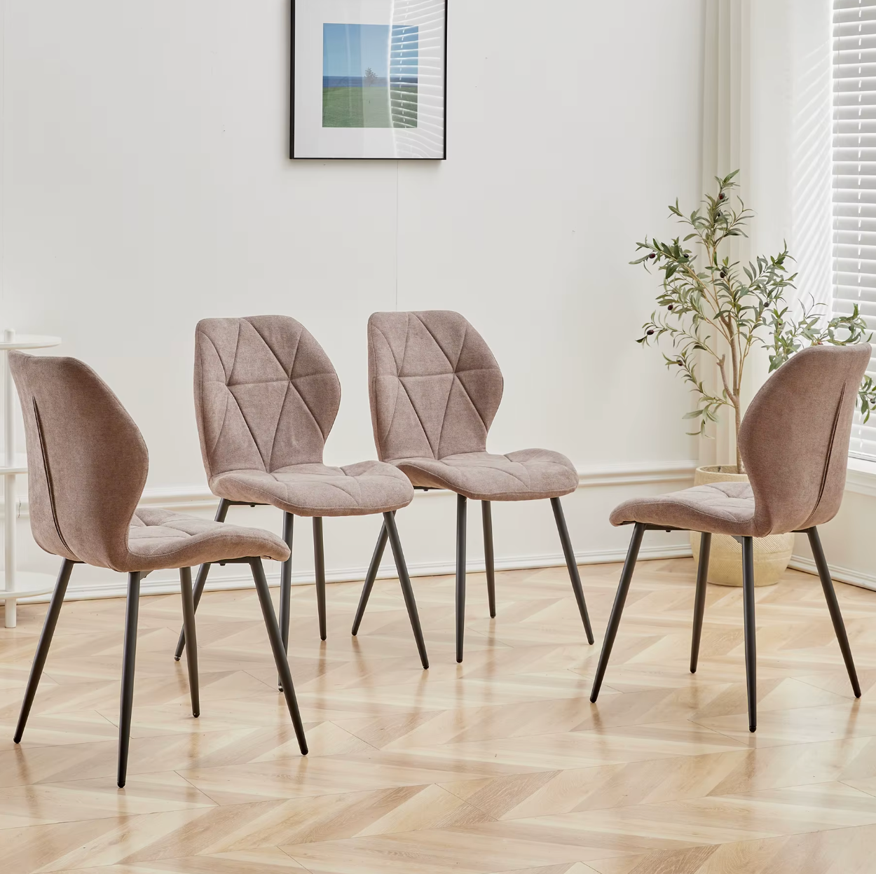 Eetkamerstoelen Set Van 4 Gestoffeerd Fluweel Metaal Modern Scandinavisch Keuken Eettafel Stoelen | Restfield