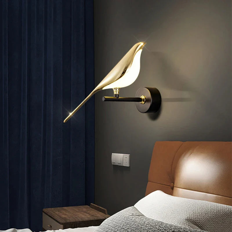 Design Wandlamp LED in Vogelvorm – Gouden Wandlamp met Warm Licht | Restfield