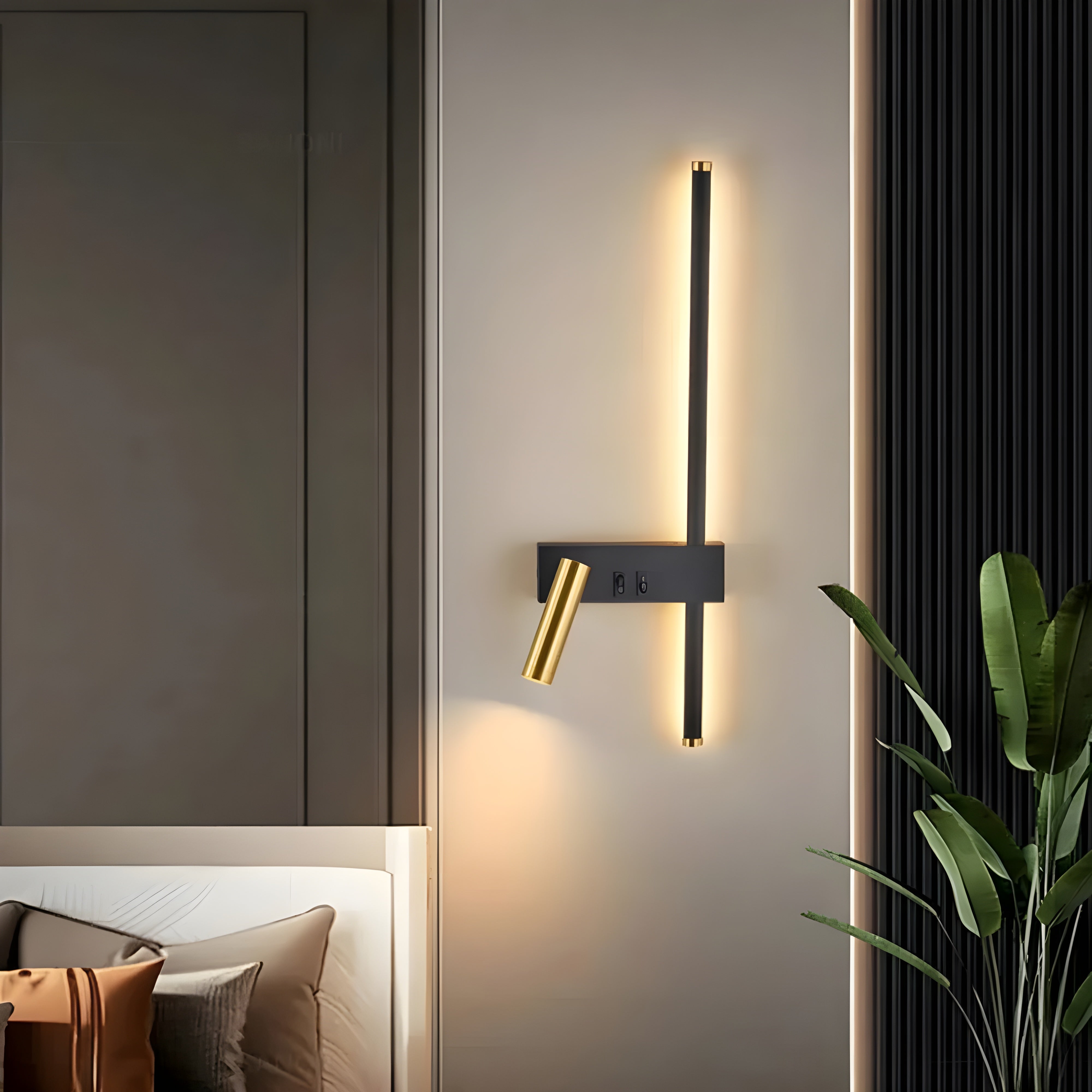 Wandlamp LED Zwart Goud Met Schakelaar Up Down Light | Restfield