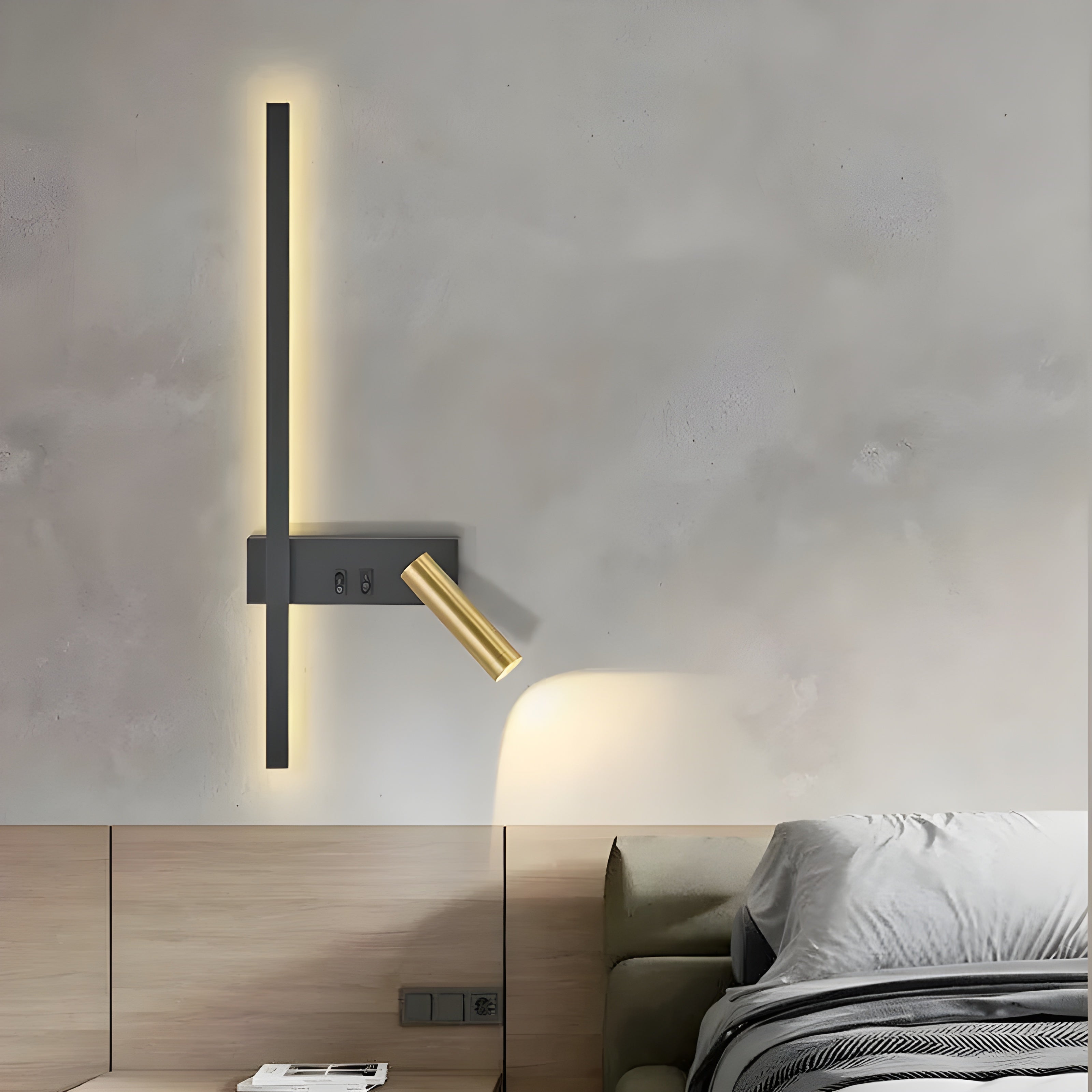 Wandlamp LED Zwart Goud Met Schakelaar Up Down Light | Restfield