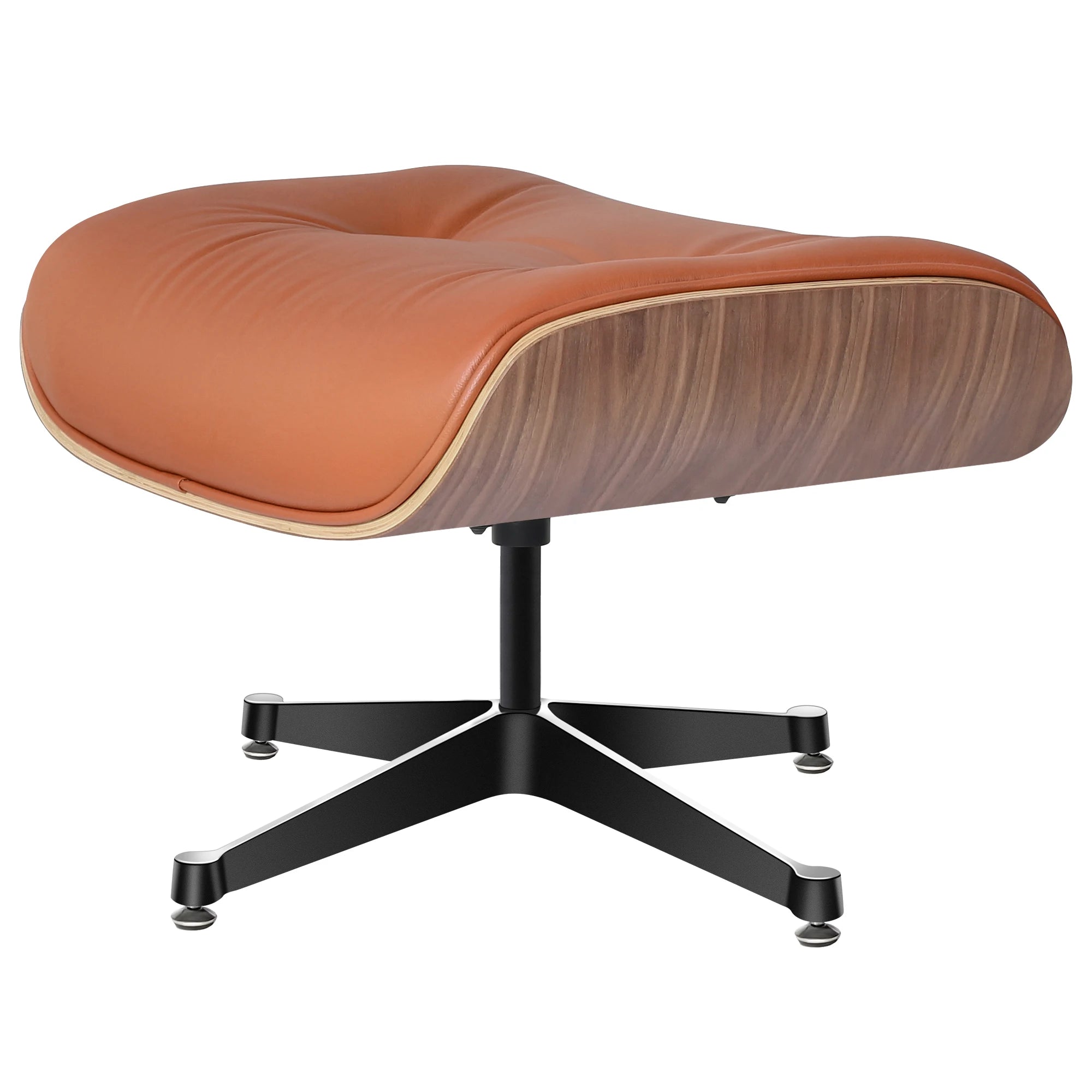 Lounge Chair Met Ottoman Klassiek Walnoot Koeienhuid Draaibaar Relaxfauteuil Woonkamer | Restfield