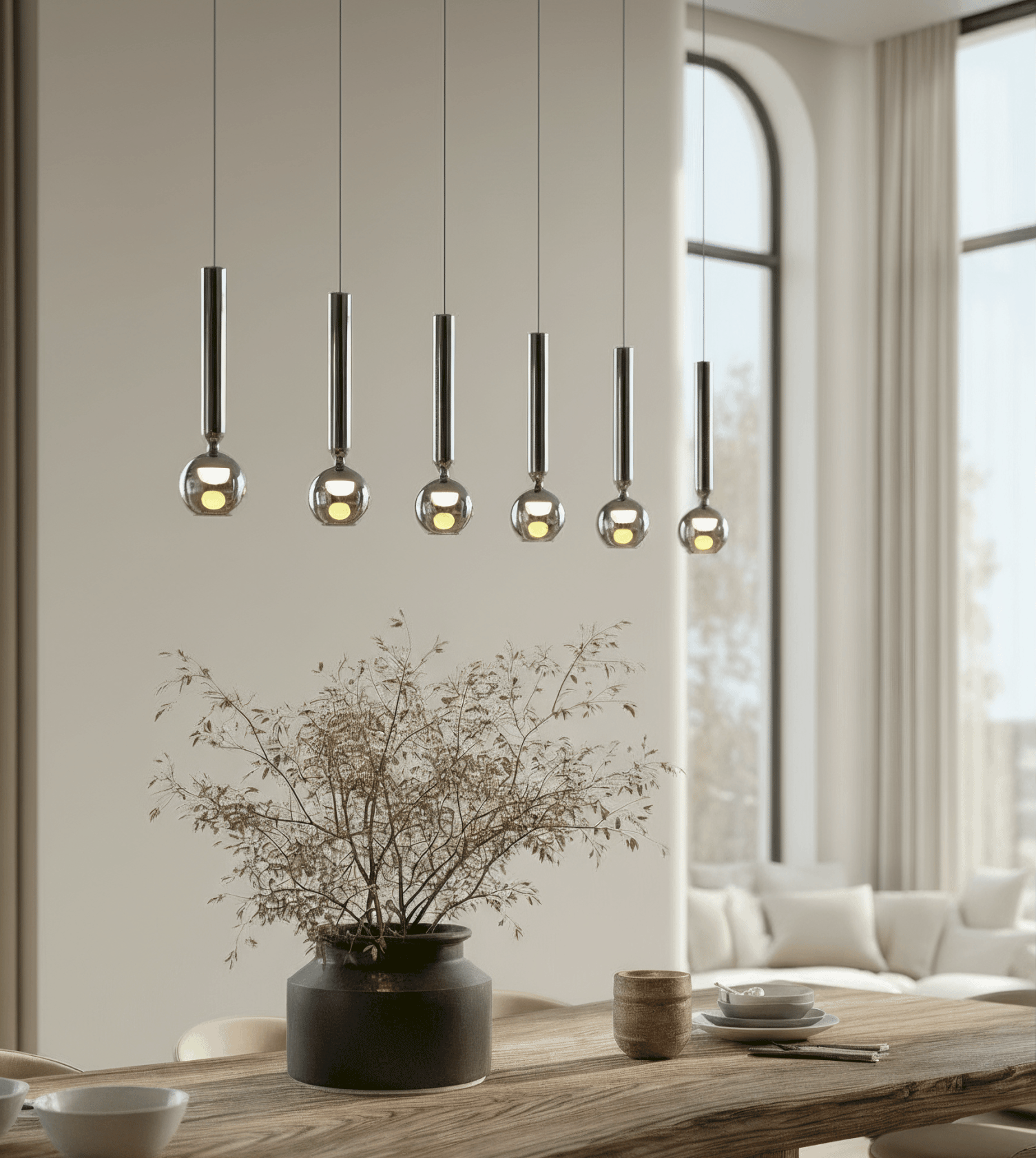 Hanglamp LED Zwart Chroom 100cm Dimbaar Glas Modern Design