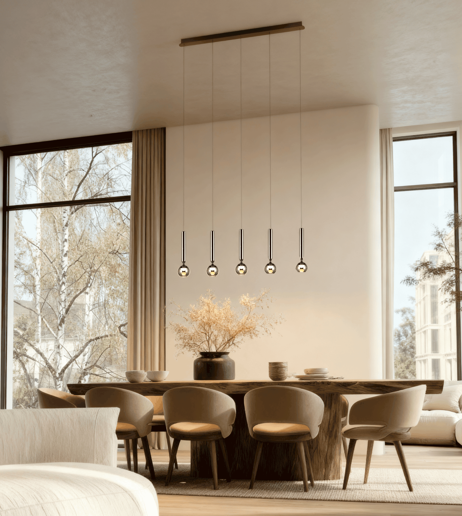 Hanglamp LED Zwart Chroom 100cm Dimbaar Glas Modern Design