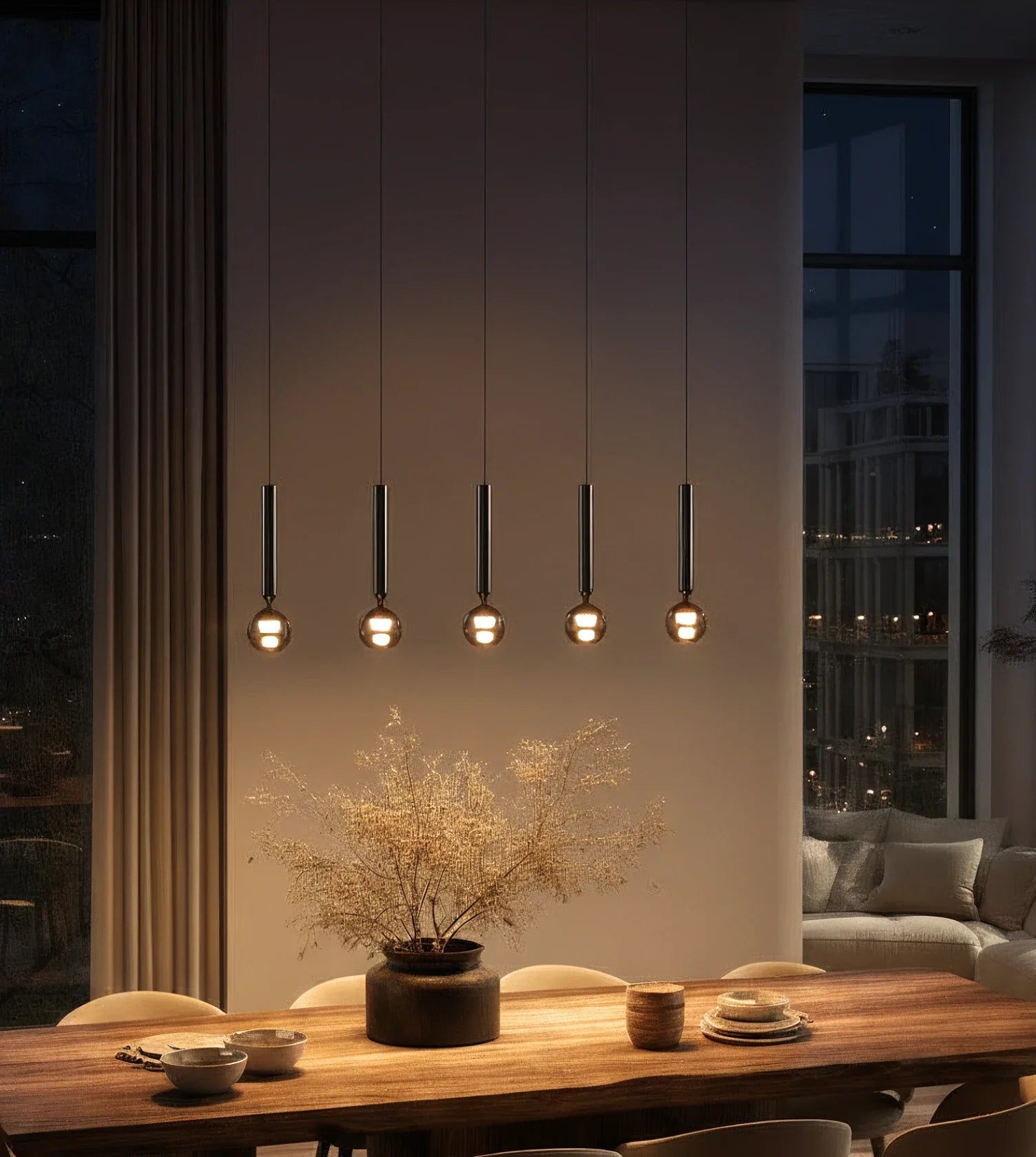 Hanglamp LED Zwart Chroom 100cm Dimbaar Glas Modern Design