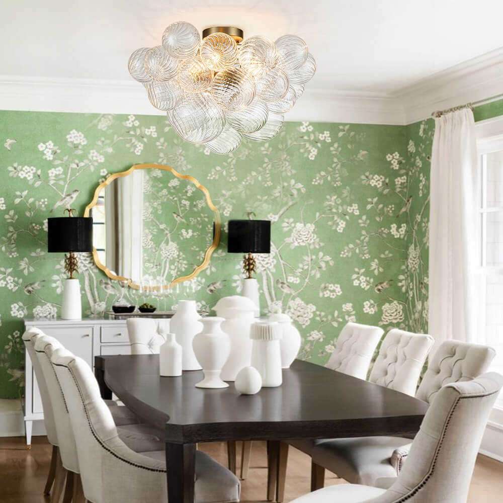 Plafondlamp Glazen Bollen Cluster 3-Lichts Messing 53cm Badkamer Woonkamer Glamour