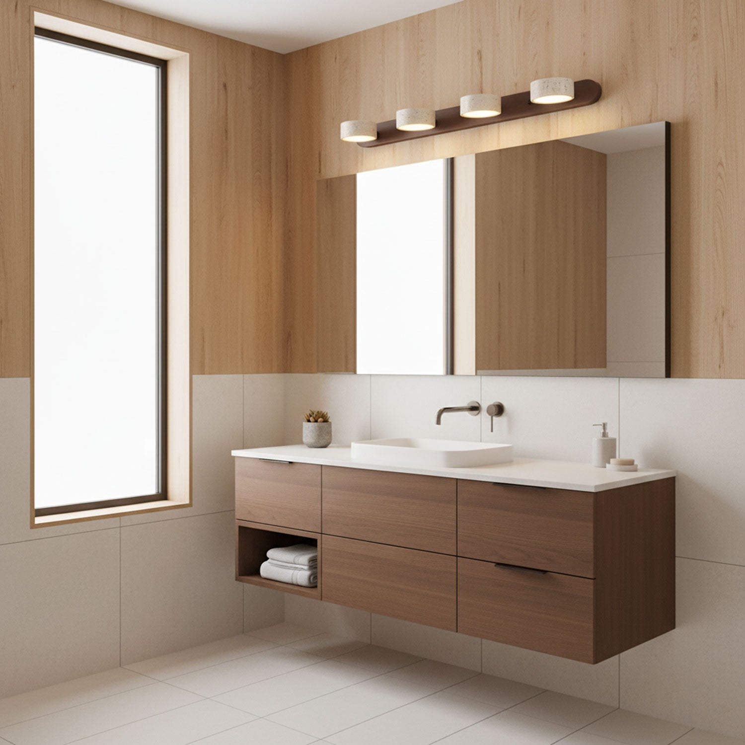 Travertijn Wandlamp Met Houten Basis En Dubbele LED Lichtbron Natuurlijke Steen Design Wandverlichting Voor Slaapkamer Hal En Woonkamer | Restfield