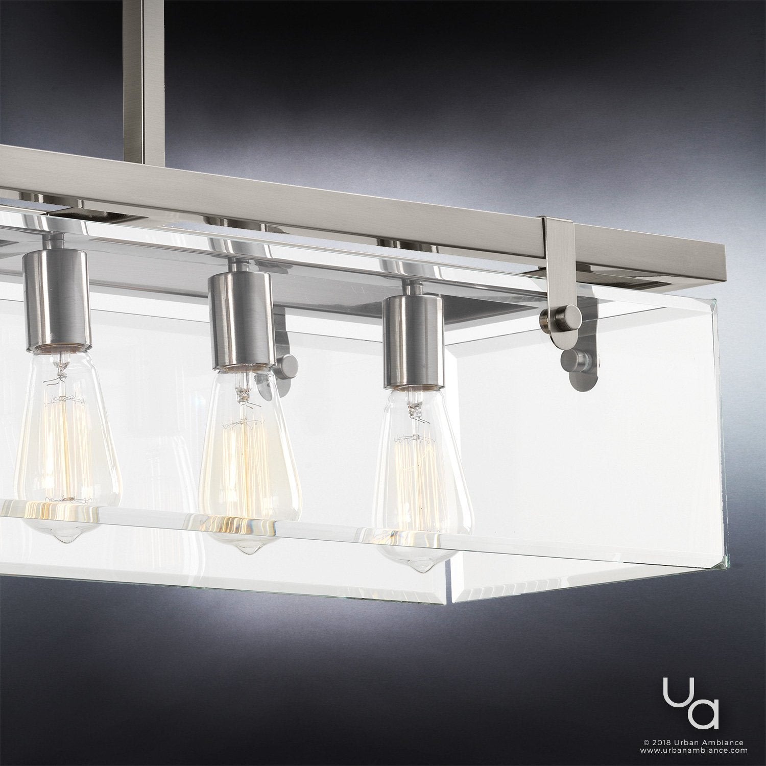 Hanglamp Rechthoekig Cube Glas Staal Nikkel 93cm Eetkamer Modern | Restfield