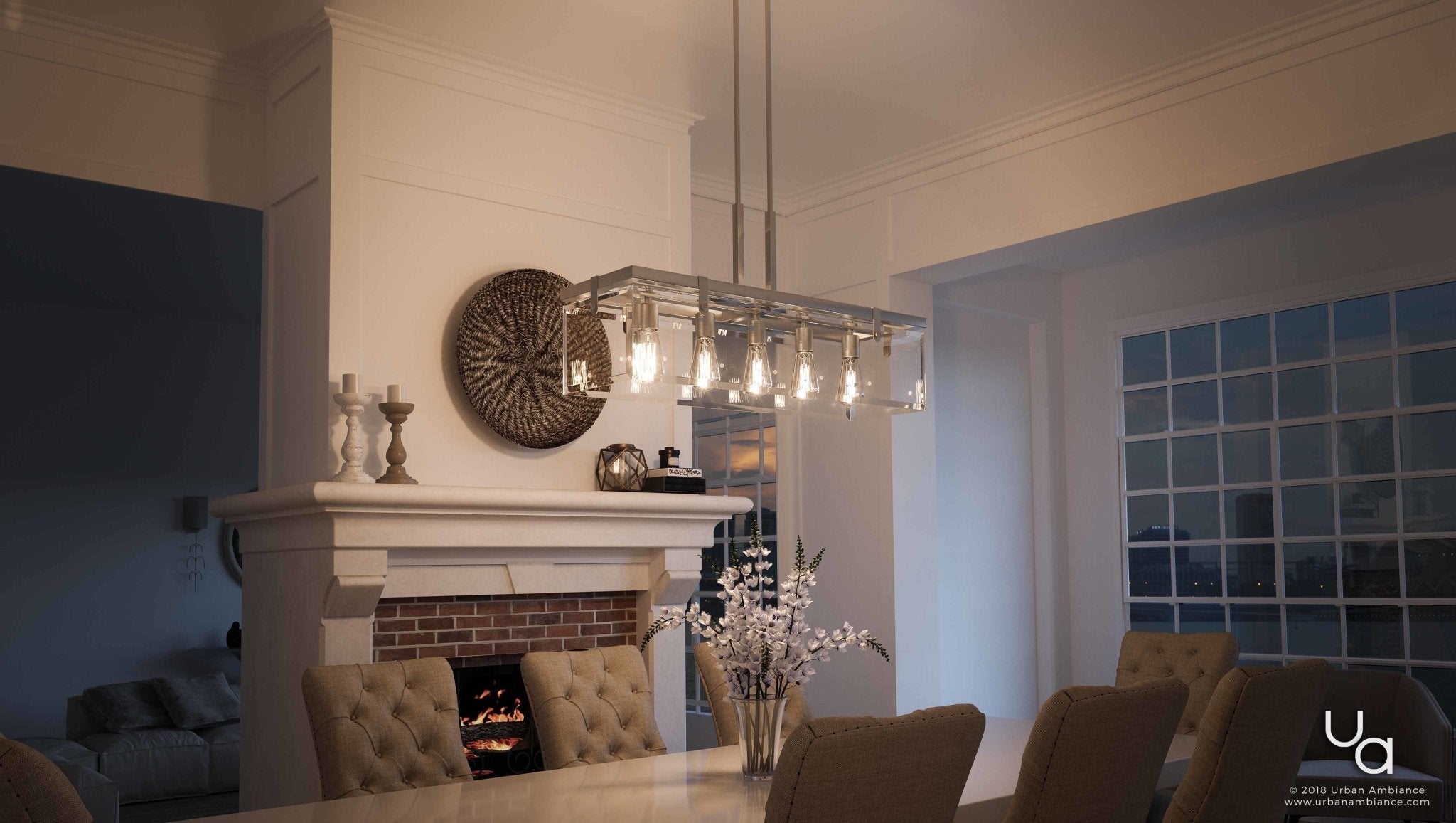 Hanglamp Rechthoekig Cube Glas Staal Nikkel 93cm Eetkamer Modern | Restfield