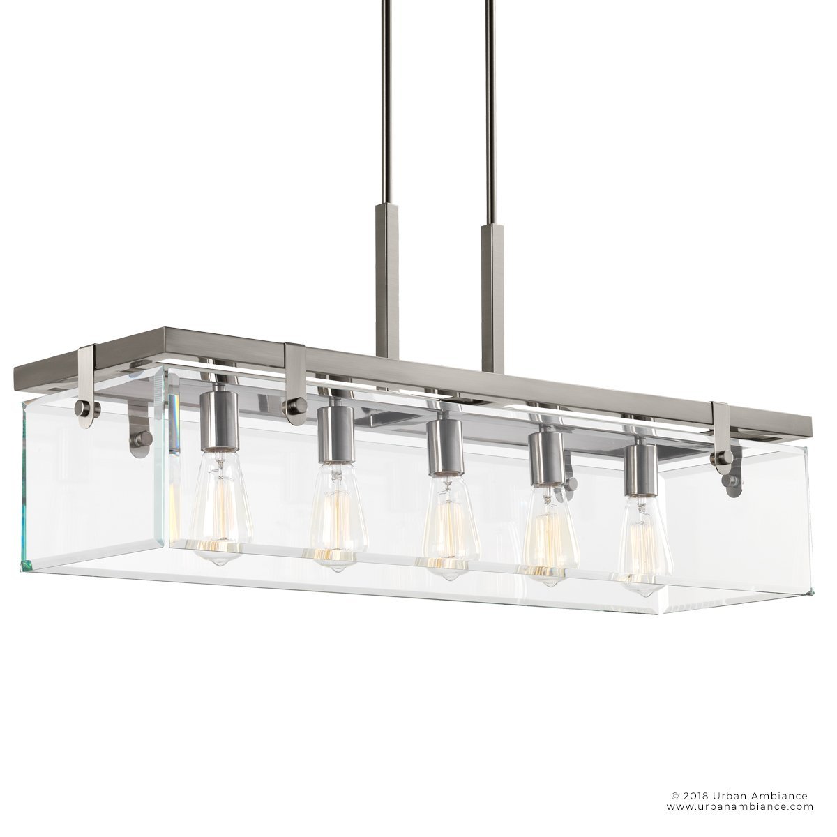 Hanglamp Rechthoekig Cube Glas Staal Nikkel 93cm Eetkamer Modern | Restfield