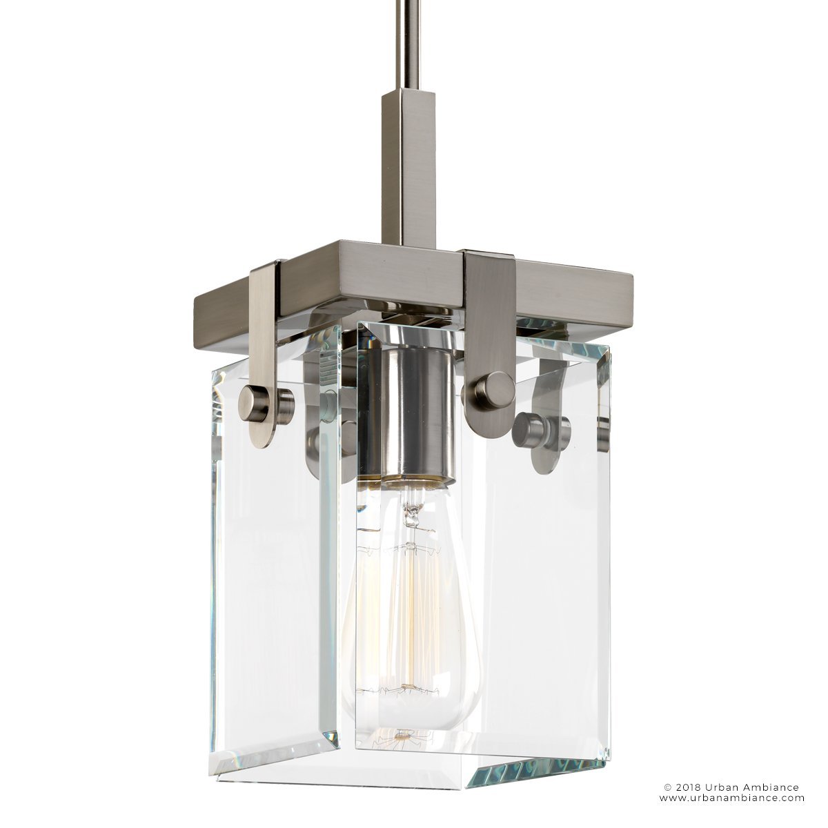 Hanglamp Cube Glas Nikkel 30cm Modern Industrieel E26 | Restfield