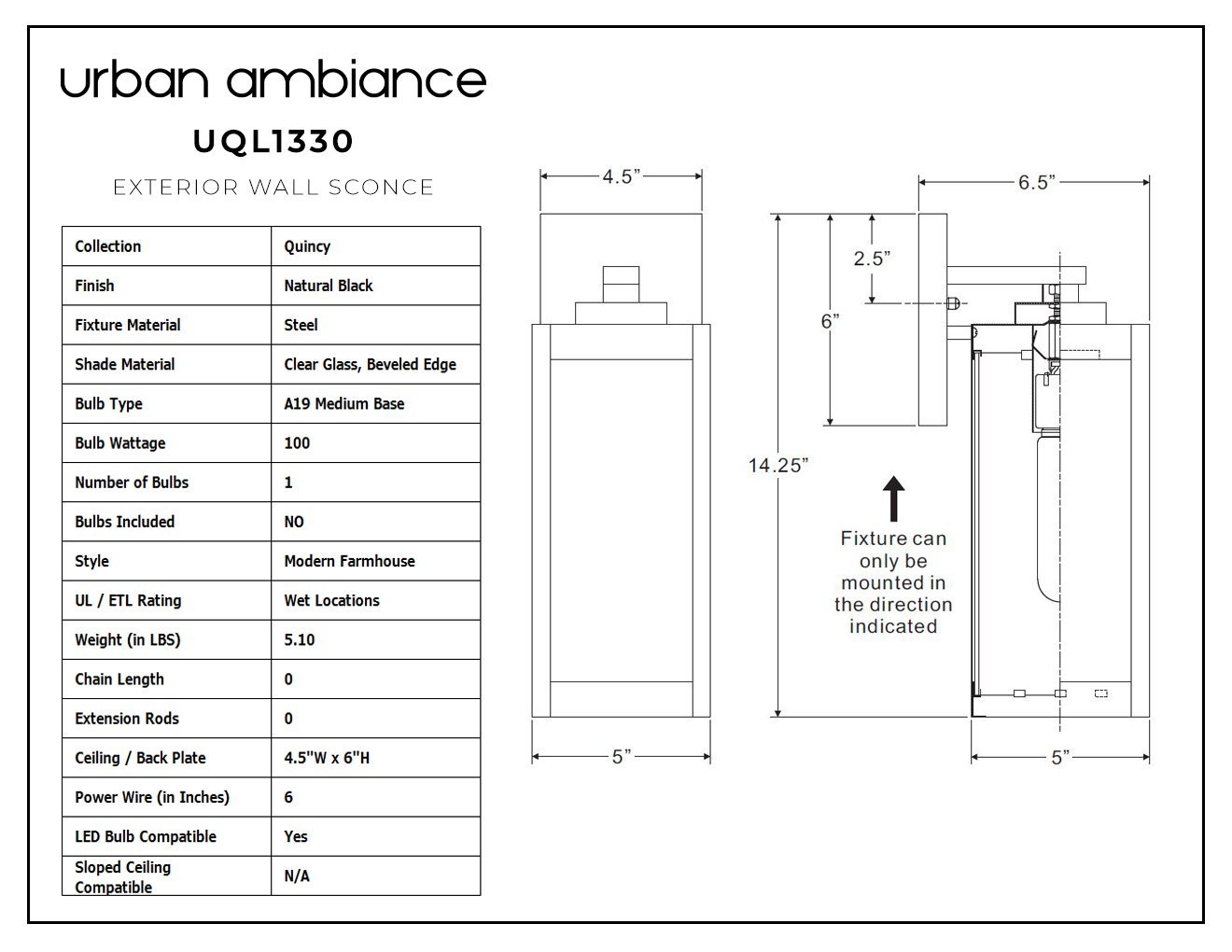 Buitenlamp Wandlamp Zwart Staal Glas 36cm Modern Farmhouse Waterdicht | Restfield