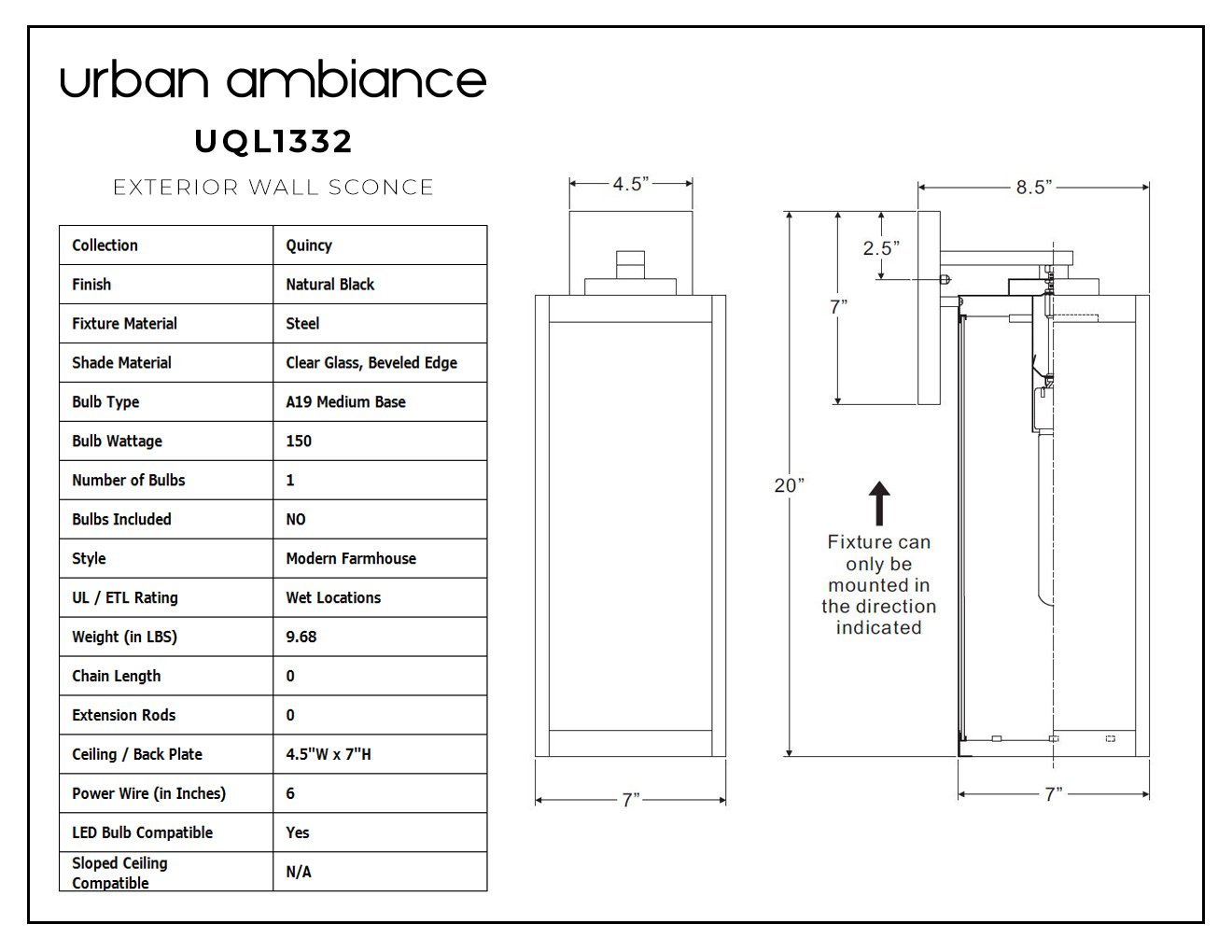 Buitenlamp Wandlamp Groot Zwart Staal Glas 51cm Modern Farmhouse Waterdicht | Restfield