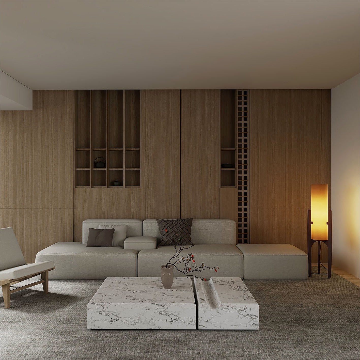 Zen Staande Lamp Met Linnen Kap En Natuurlijk Houten Frame | Restfield