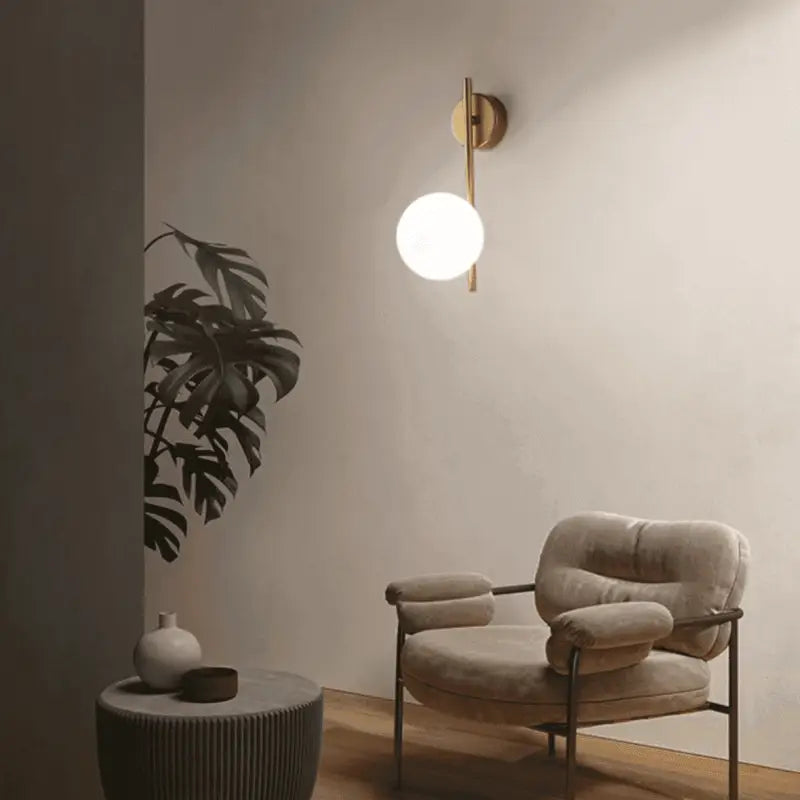 Wandlamp Bol Glas Industrieel Aluminium Zwart Goud 58cm | Restfield