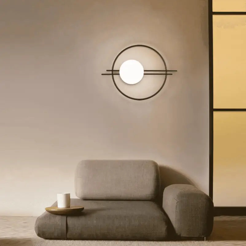 Wandlamp Bol Glas Industrieel Aluminium Zwart Goud 58cm | Restfield