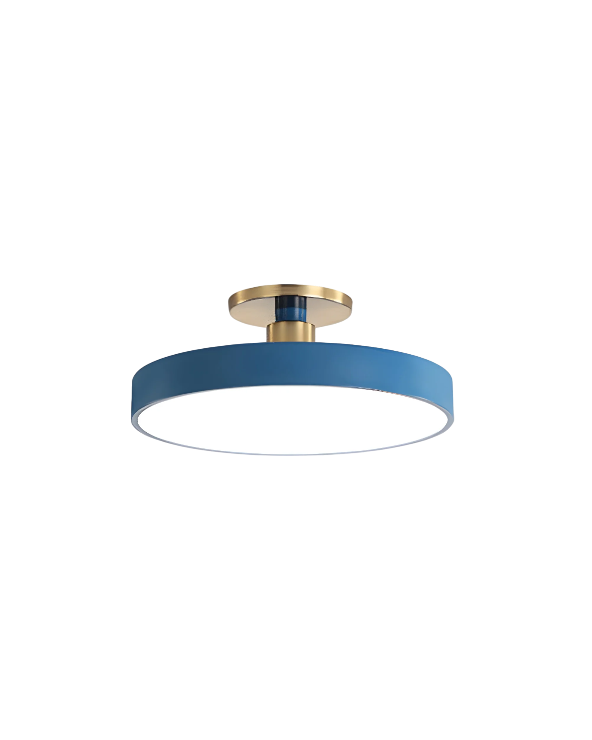 Moderne ronde plafondlamp met goud detail en acryl diffuser – minimalistische semi flush design verlichting voor woonkamer en slaapkamer | Restfield