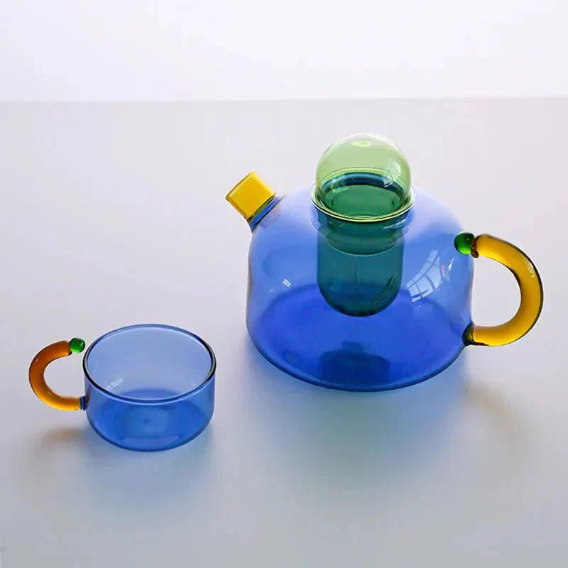 Restfield | Borosilicaat Glazen Theepot met Kopjes – Design Theeset van Hittebestendig Glas