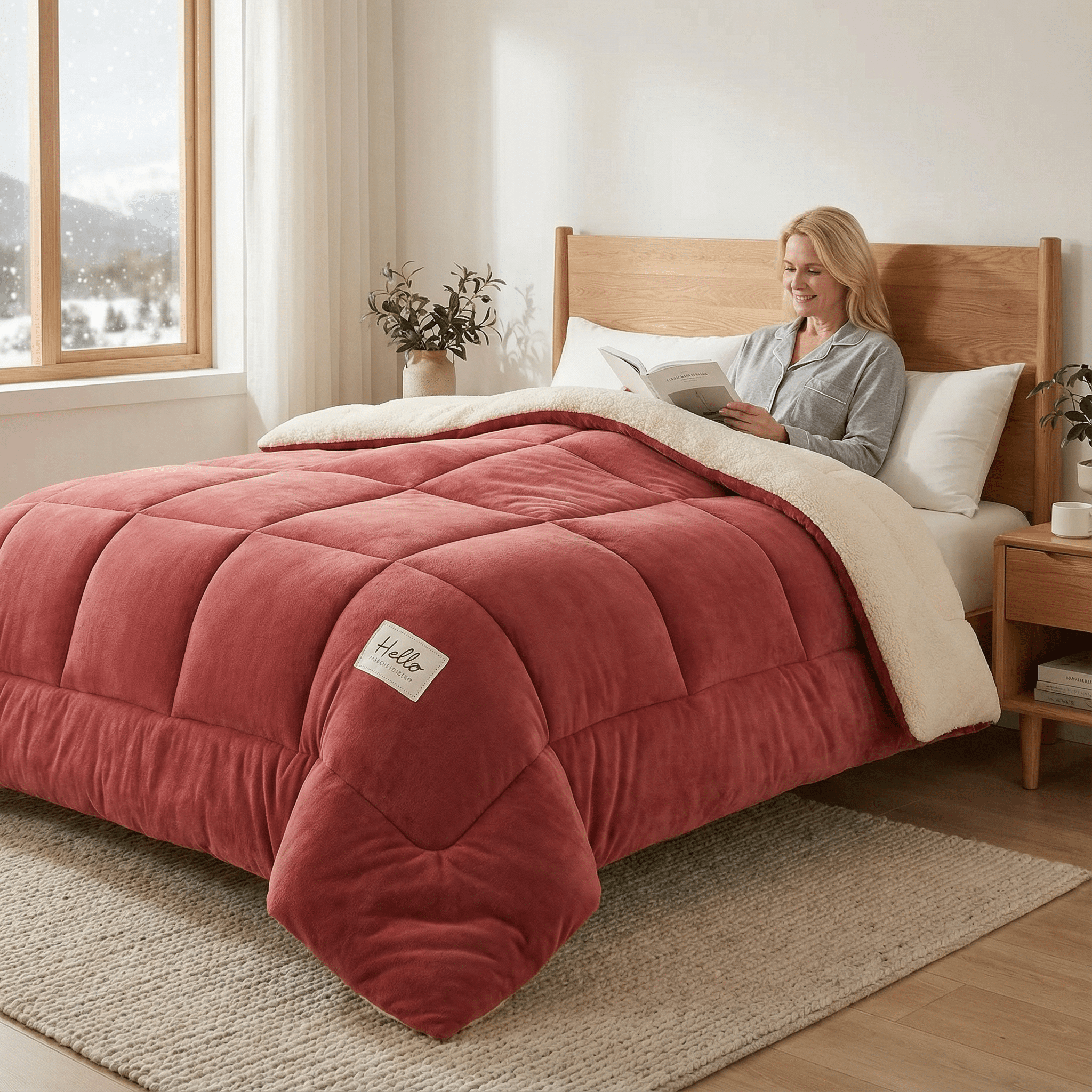 Sherpa Dekbed Omkeerbaar Zacht Fluffy Warmte Tweezijdig Alle Seizoenen Polyester | Restfield