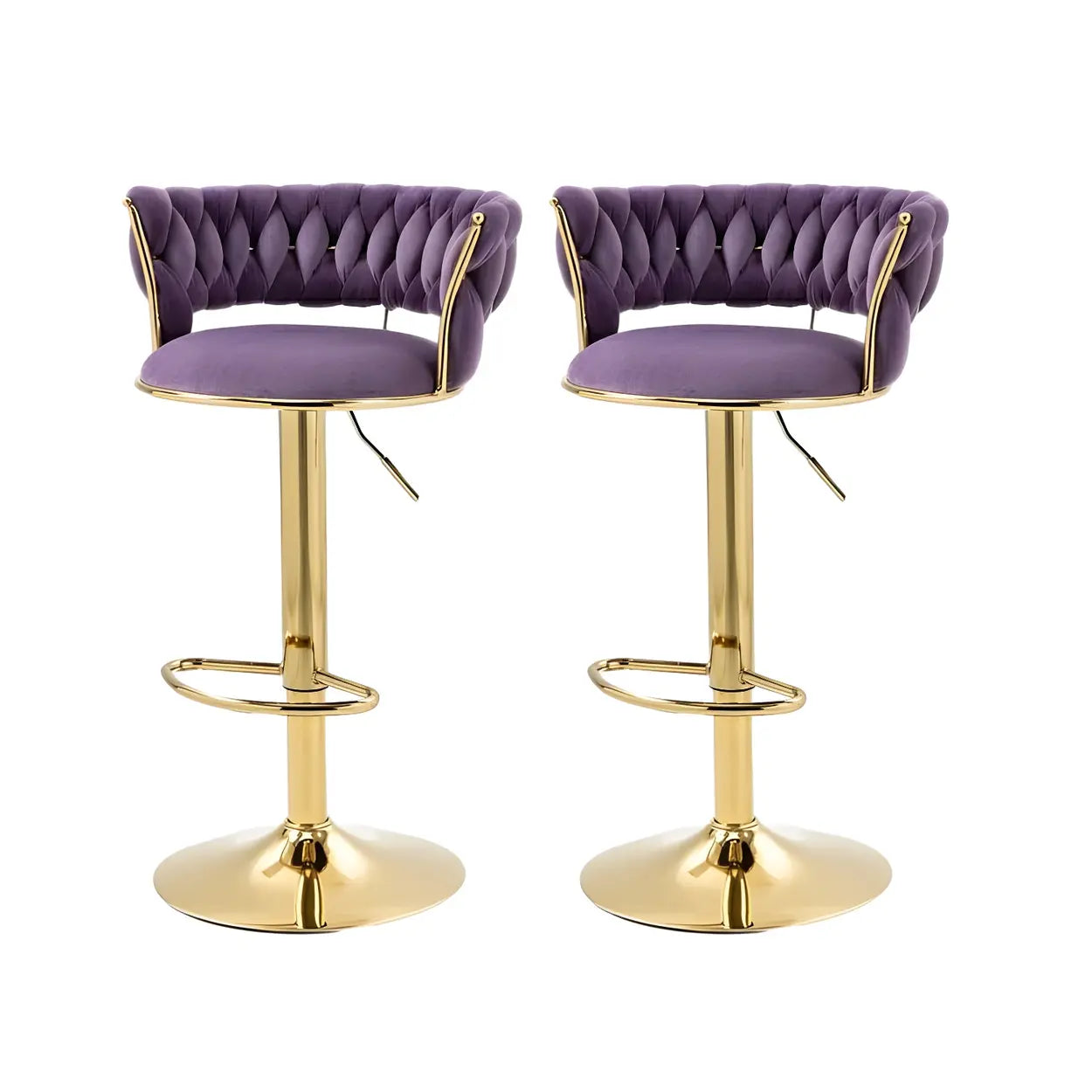 Verstelbare Draaibare Barkruk met Goudkleurig Onderstel en Ronde Zitting – Luxe Glam Design Barstoel voor Keukeneiland en Thuisbar | Restfield