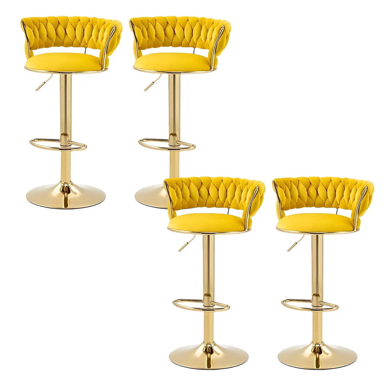 Verstelbare Draaibare Barkruk met Goudkleurig Onderstel en Ronde Zitting – Luxe Glam Design Barstoel voor Keukeneiland en Thuisbar | Restfield