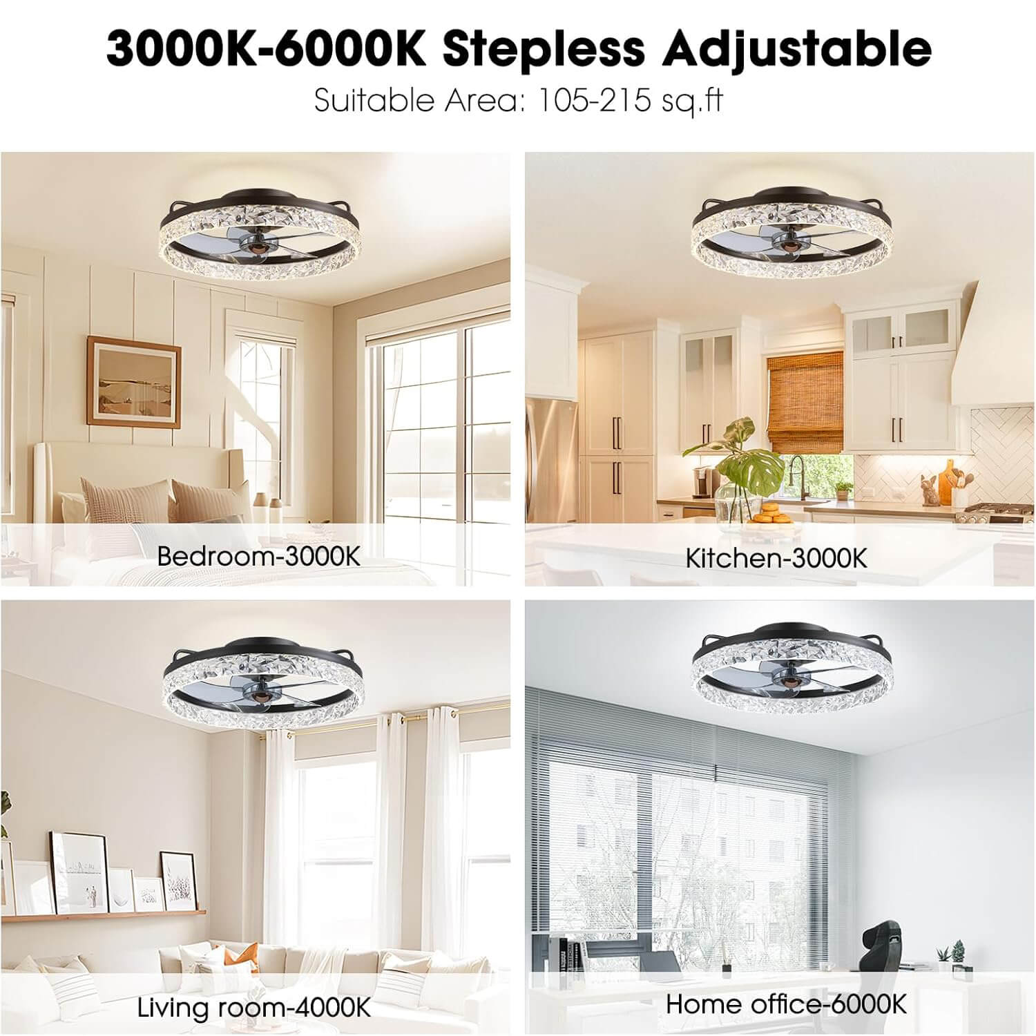 Plafondventilator met Verlichting Rond LED Dimbaar Afstandsbediening Zwart Goud Wit Modern | Restfield