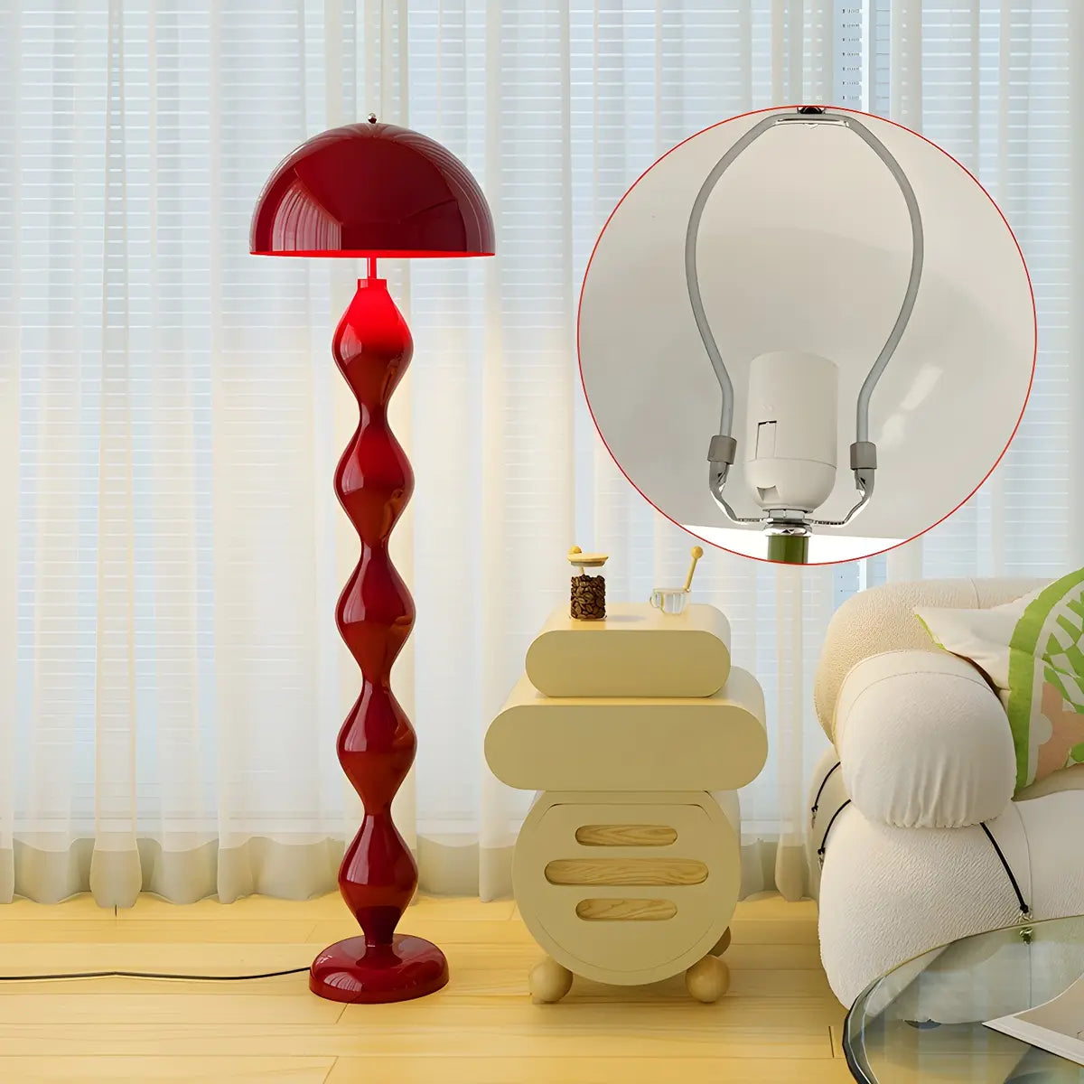 Moderne Mushroom Vloerlamp met Metalen Kap en 3 Lichtstanden – Scandinavische Design Staande Lamp met Voetschakelaar | Restfield