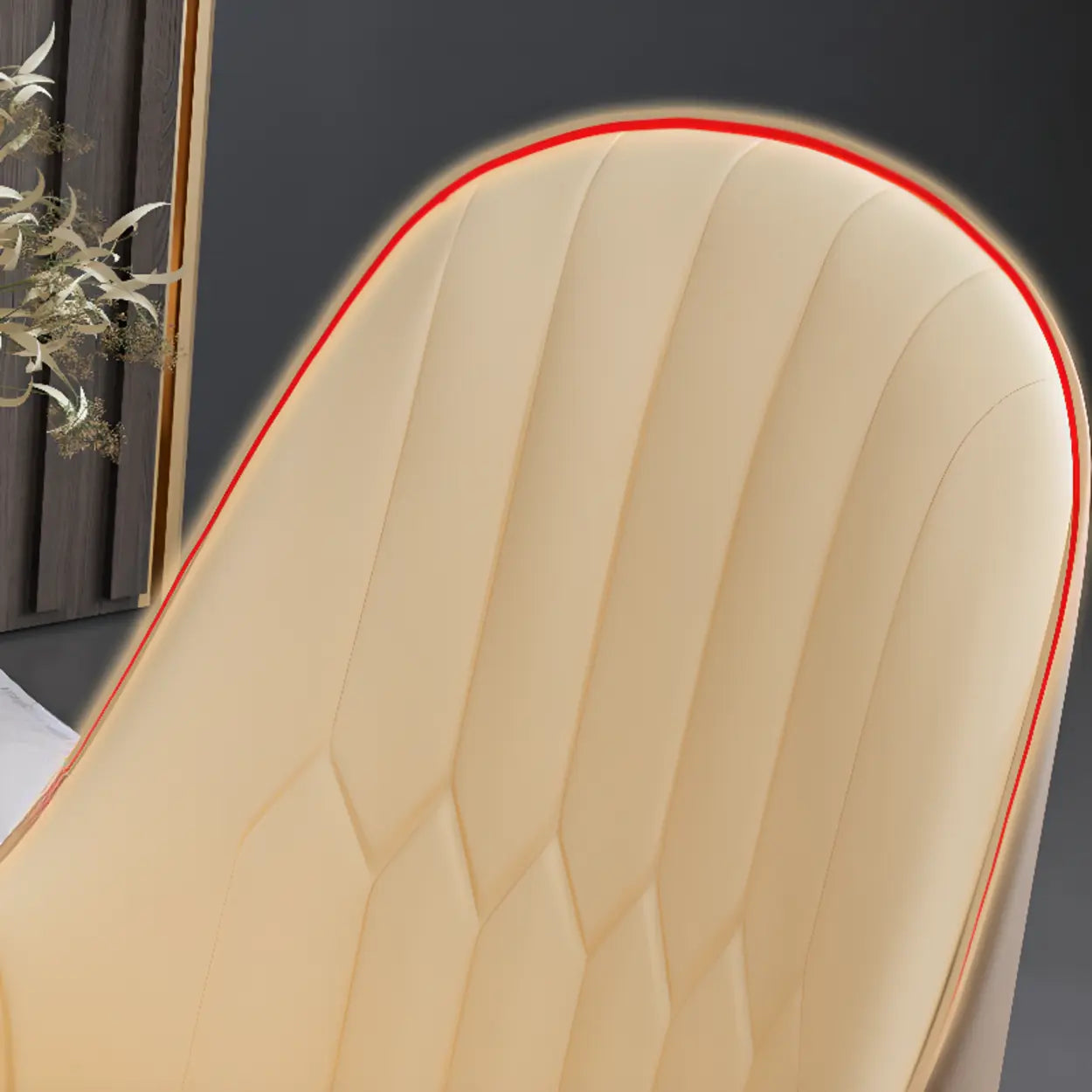 Moderne Eetkamerstoel met Armleuningen in Kunstleer en Zwarte Metalen Poten met Goud Detail | Restfield