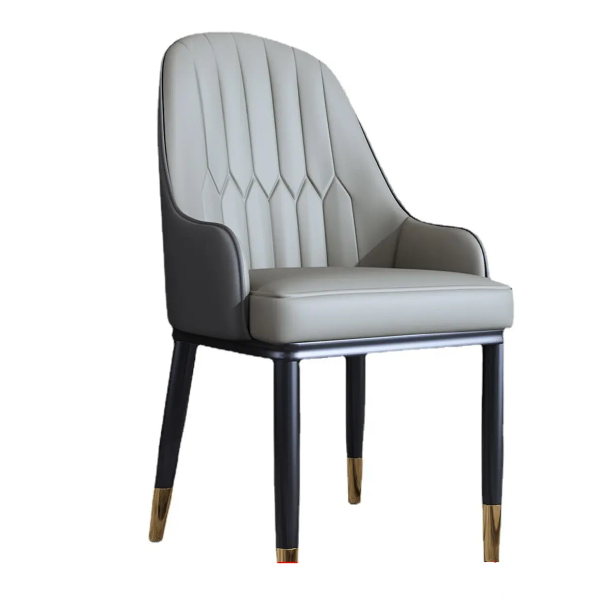 Moderne Eetkamerstoel met Armleuningen in Kunstleer en Zwarte Metalen Poten met Goud Detail | Restfield