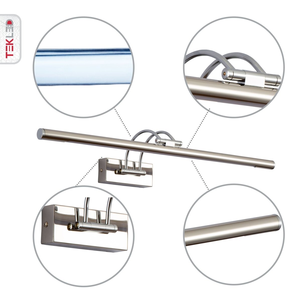 Spiegellamp LED Warm Wit 3000K 8W 64cm Goud Nikkel Messing Chroom Schilderijlamp Wandlamp