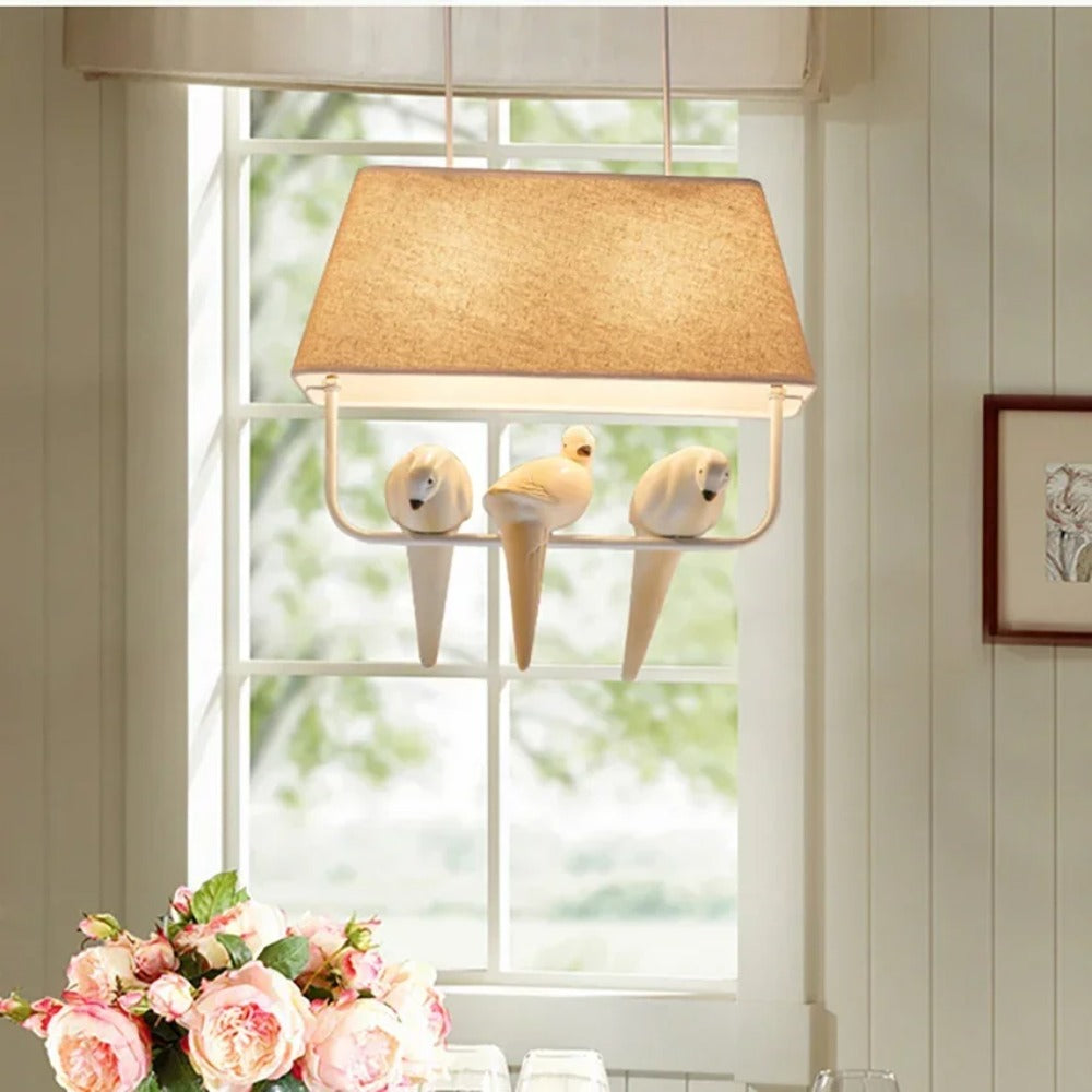 Vogel Hanglamp Met Kap Beige E27 Decoratief Woonkamer Eetkamer | Restfield