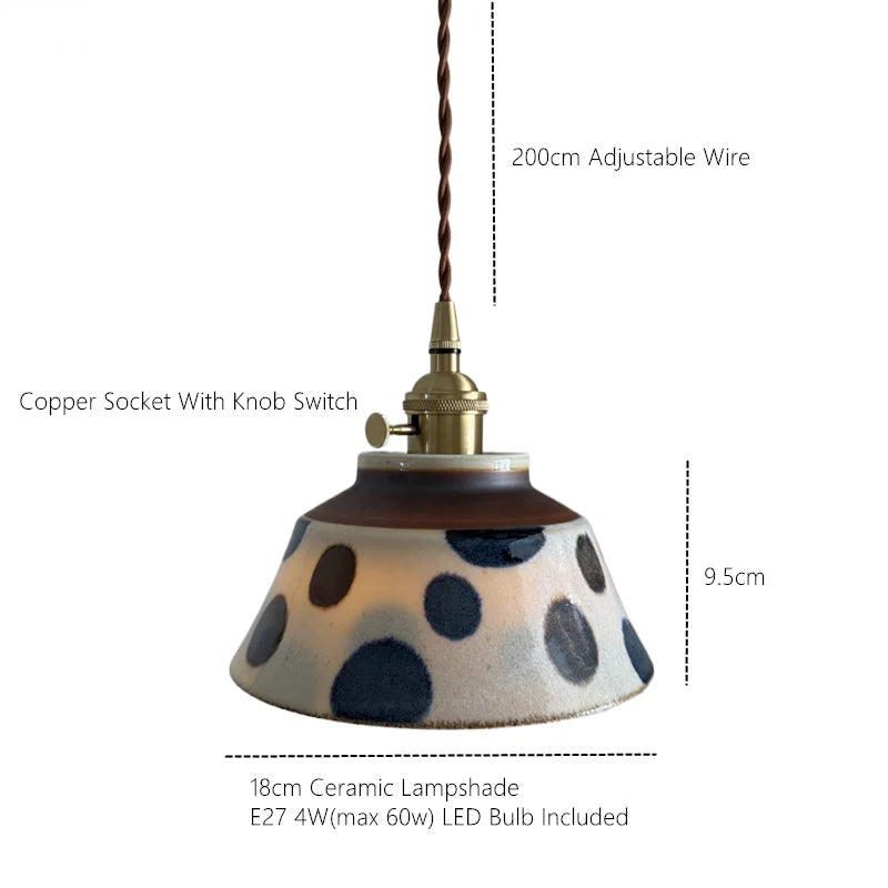 Handgeschilderde Keramische Hanglamp Scandinavisch Design Met Koperen Fitting Bloemenpatroon Voor Eettafel Keuken En Slaapkamer | Restfield