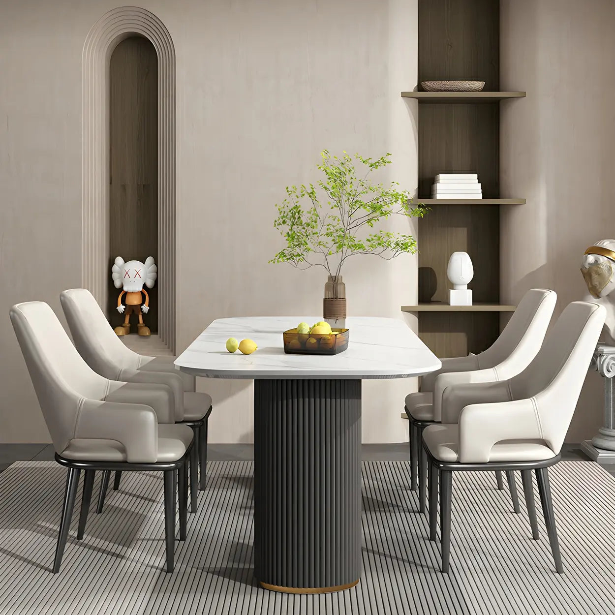 Moderne Eetkamerstoel met Armleuningen in Kunstleer en Zwart Metalen Onderstel – Comfortabele Design Stoel voor Eetkamer of Kantoor | Restfield